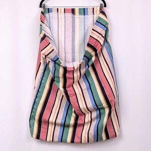Laundry Bag Drawstring Cinch Close Striped Fabric Hamper Liner Cotton 32" x 25"